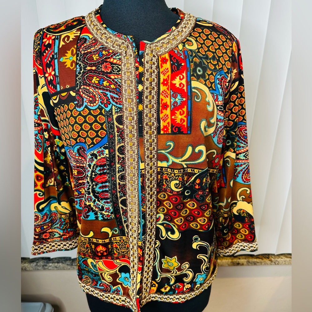 Joan Rivers Jacket Brown Patchwork Artsy Blazer G… - image 2